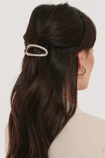 Shop Na-kd Rhinestone Rounded Hairclip - Brown