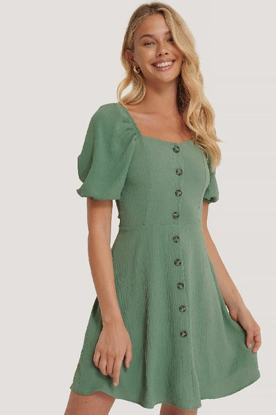 Shop Trendyol Carmen Puff Sleeve Mini Dress - Green In Mint