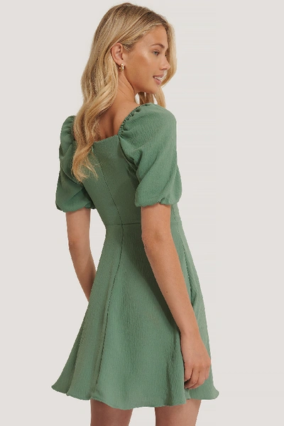 Shop Trendyol Carmen Puff Sleeve Mini Dress - Green In Mint