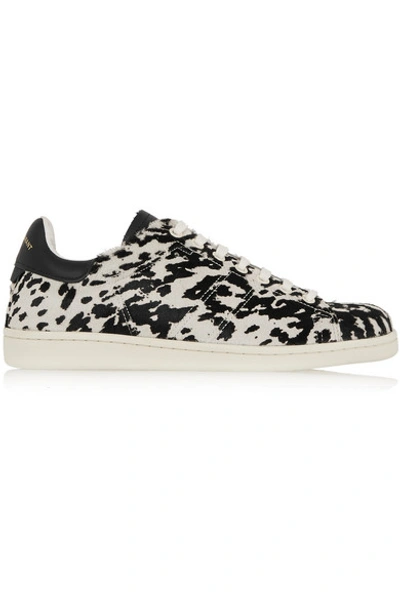 Shop Isabel Marant Étoile Bart Leopard-print Calf Hair Sneakers In White