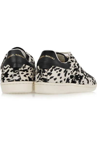 Shop Isabel Marant Étoile Bart Leopard-print Calf Hair Sneakers In White