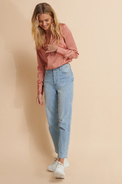 Shop Misslisibell X Na-kd Elastic Waist Blouse - Pink In Dusty Pink