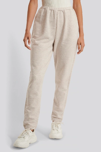 Shop Dahl Sisters X Na-kd Elastic Waist Melange Sweatpants Beige In Beige Melange