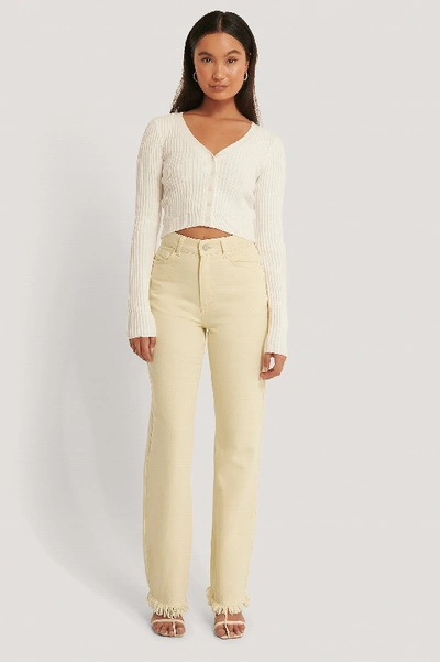 Shop Emma Ellingsen X Na-kd Highwaisted Straight Denim - Beige In Cream