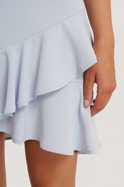 Shop Stéphanie Durant X Na-kd Flounce Mini Skirt - Blue In Sky Blue
