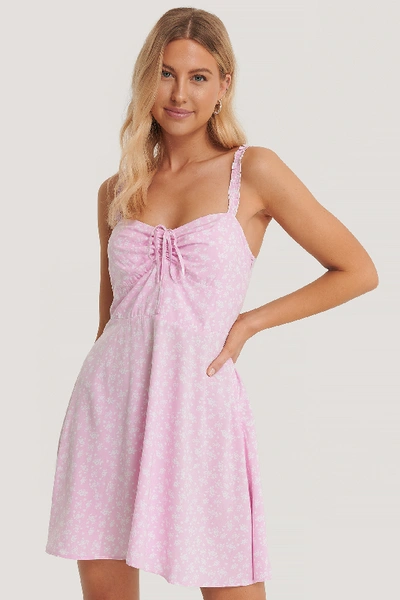 Shop Pamela X Na-kd Reborn Tie Detail Mini Dress - Pink In Pink Flower