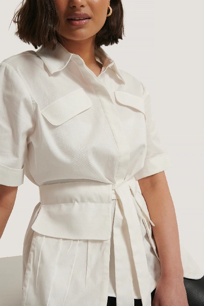 Shop Chloé Tie Front Pocket Shirt White