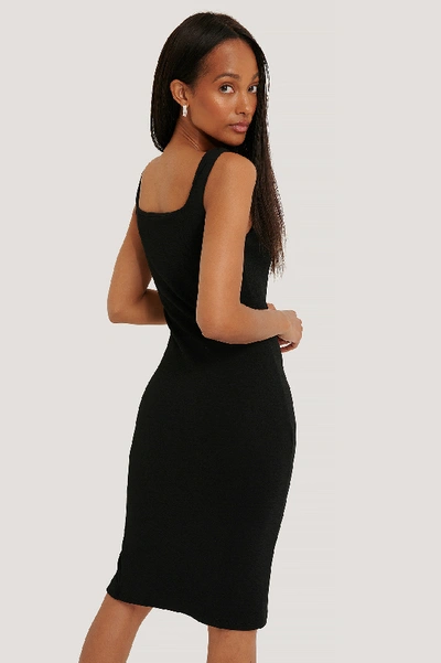 Shop Na-kd Square Neckline Slit Dress Black