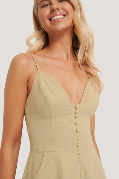 Shop Chloé Button Up Mini Dress - Beige In Light Green