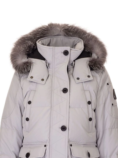 Shop Moose Knuckles Women's Grey Cotton Down Jacket