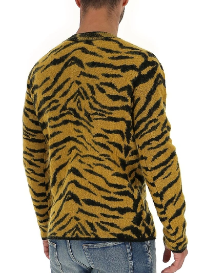 Shop Saint Laurent Zebra Knitted Sweater In Yellow
