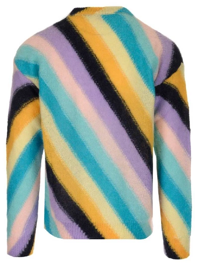 Shop Loewe Striped Knitted Sweater In Multi