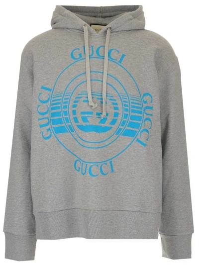 Shop Gucci Disk Print Oversize Sweatshirt In Grey