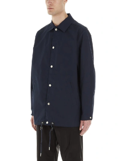 Shop Kenzo Logo Buttoned Jacket In Blue