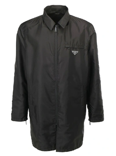 Shop Prada Reversible Single Breasted Coat In Black