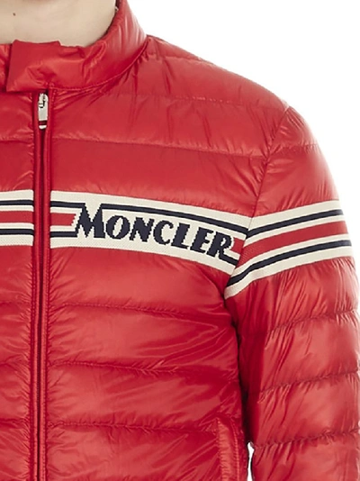 Shop Moncler Logo Down Jacket In Red