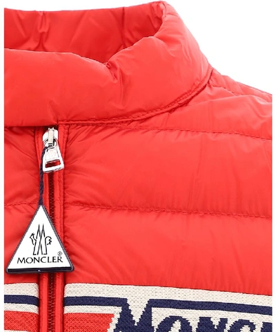 Shop Moncler Logo Down Jacket In Red