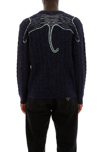 Shop Kenzo Tiger Cable Knit Sweater In Blue