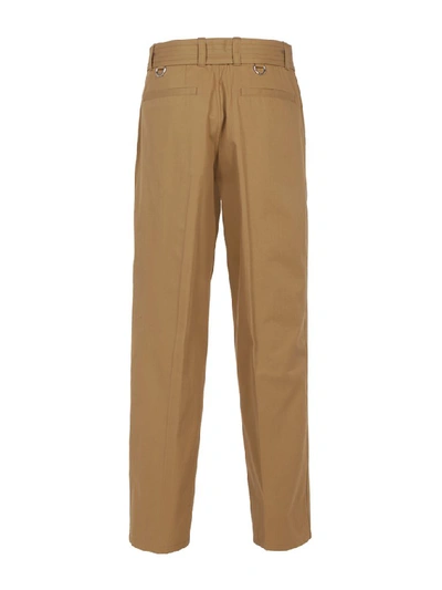 Shop Burberry Belted Straight Leg Trousers In Brown