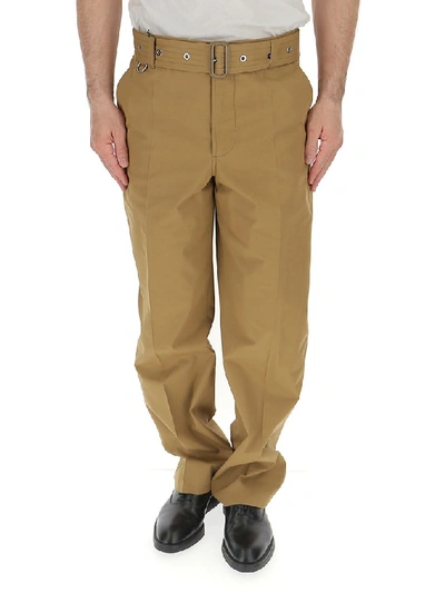 Shop Burberry Belted Straight Leg Trousers In Brown