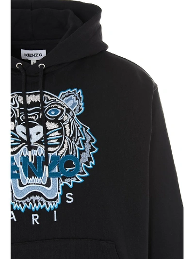 Shop Kenzo Tiger Embroidered Hoodie In Black