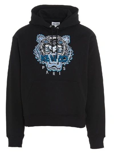 Shop Kenzo Tiger Embroidered Hoodie In Black