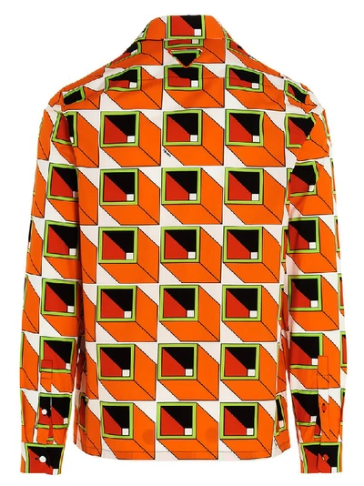 Shop Prada Geometic Print Shirt In Multi