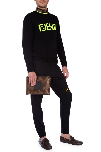 Shop Fendi Monogram Turtleneck Sweater In Black