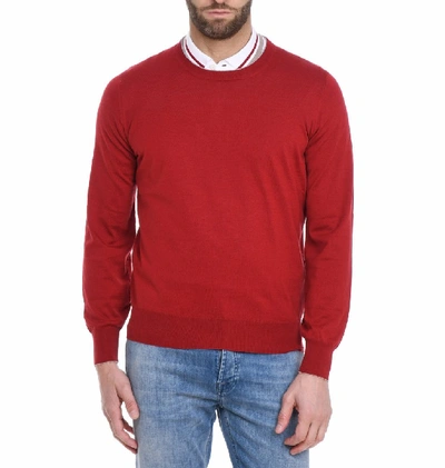 Shop Brunello Cucinelli Contrast Trim Sweater In Red