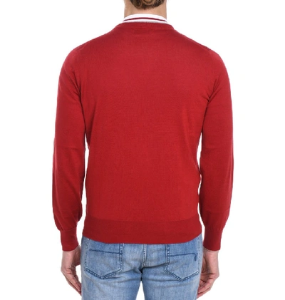 Shop Brunello Cucinelli Contrast Trim Sweater In Red