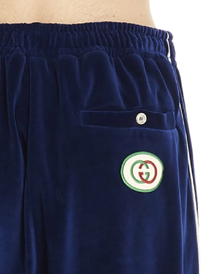 Shop Gucci Loose Chenille Track Pants In Blue