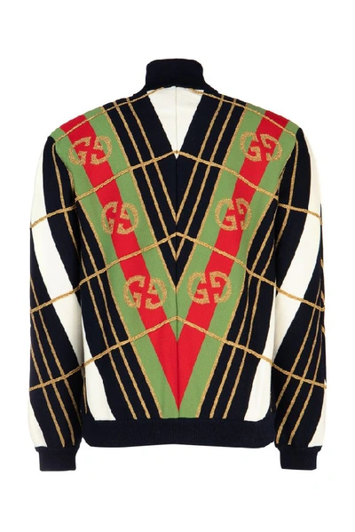 Shop Gucci Gg Diagonal Striped Zip In Multi