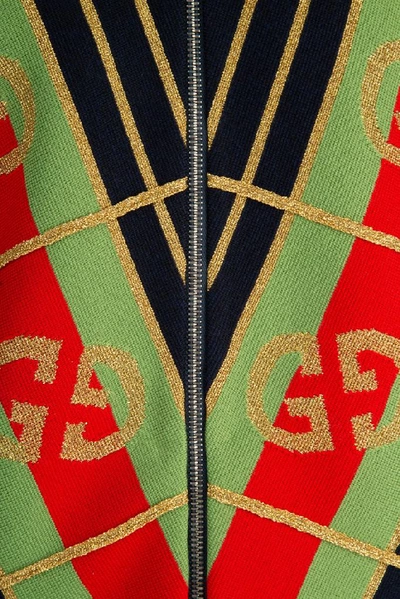 Shop Gucci Gg Diagonal Striped Zip In Multi