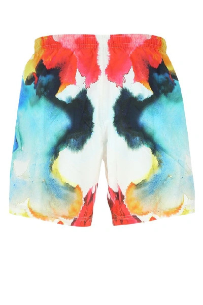 Shop Alexander Mcqueen Ink Print Swim Shorts In Multi