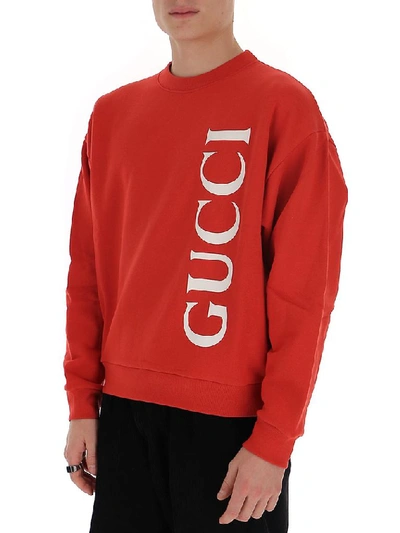 Shop Gucci Logo Printed Sweater In Red