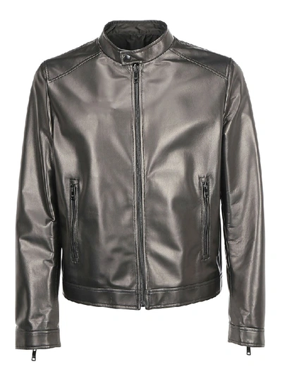 Shop Prada Reversible Zip Up Biker Jacket In Black