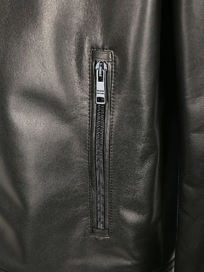 Shop Prada Reversible Zip Up Biker Jacket In Black