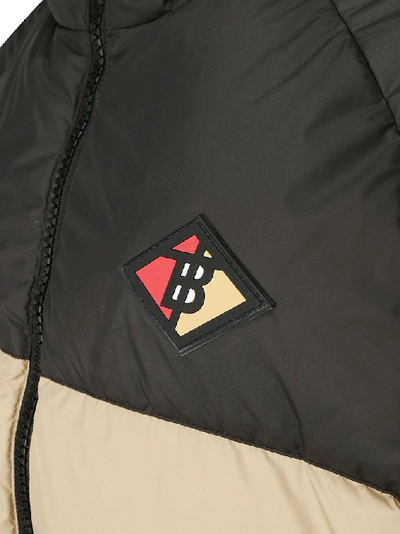 Shop Burberry Logo Colour Block Puffer Jacket In Multi