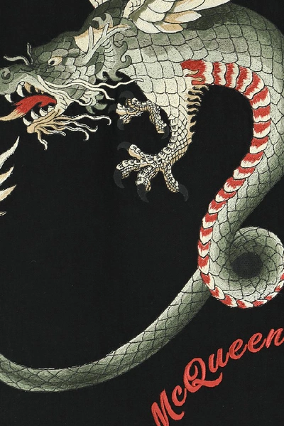 Shop Alexander Mcqueen Embroidered Dragon Denim Jacket In Black