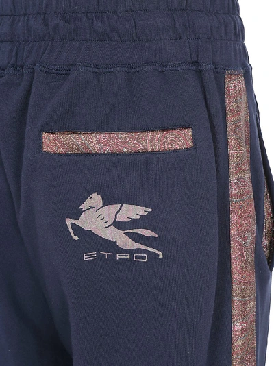 Shop Etro Paisley Detail Track Pants In Blue