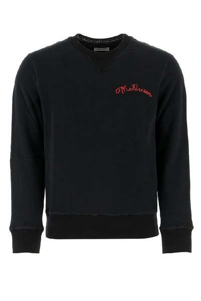 Shop Alexander Mcqueen Logo Embroidered Sweatshirt In Black