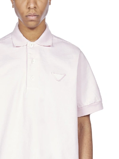 Shop Prada Logo Detail Polo Shirt In Pink