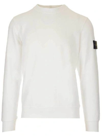 Shop Stone Island Logo Patch Sweatshirt In White