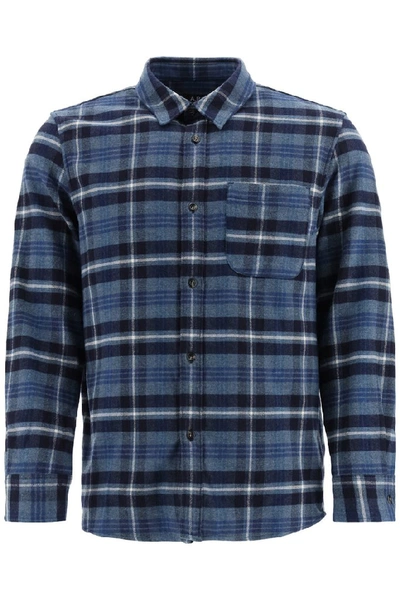 Shop Apc A.p.c. Trek Checked Overshirt In Blue