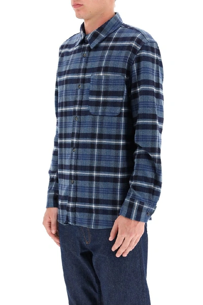 Shop A.p.c. Trek Checked Overshirt In Blue