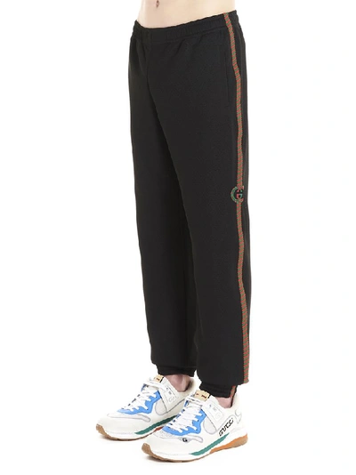 Shop Gucci Logo Embroidery Pants In Black