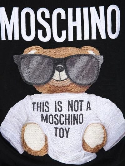 Shop Moschino Teddy Embroidered Sweater In Black