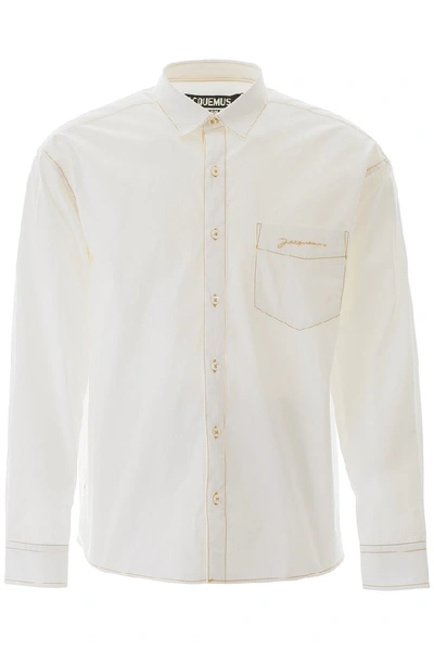 Shop Jacquemus Stitching Detailed Shirt In White