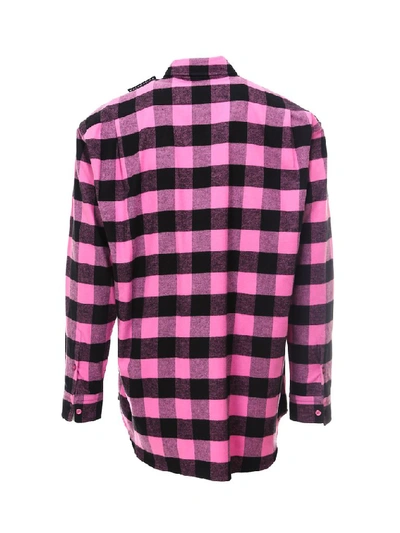Shop Balenciaga Checked Shirt In Pink