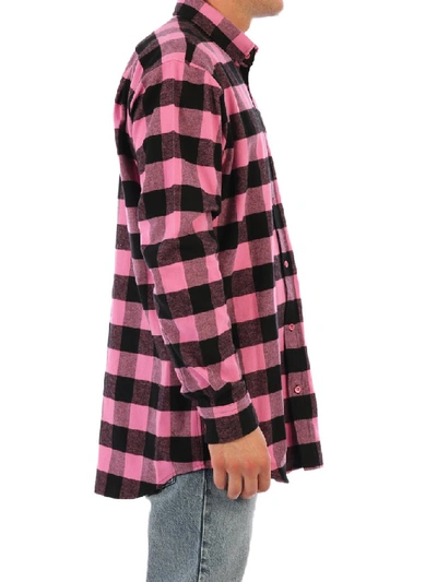 Shop Balenciaga Checked Shirt In Pink